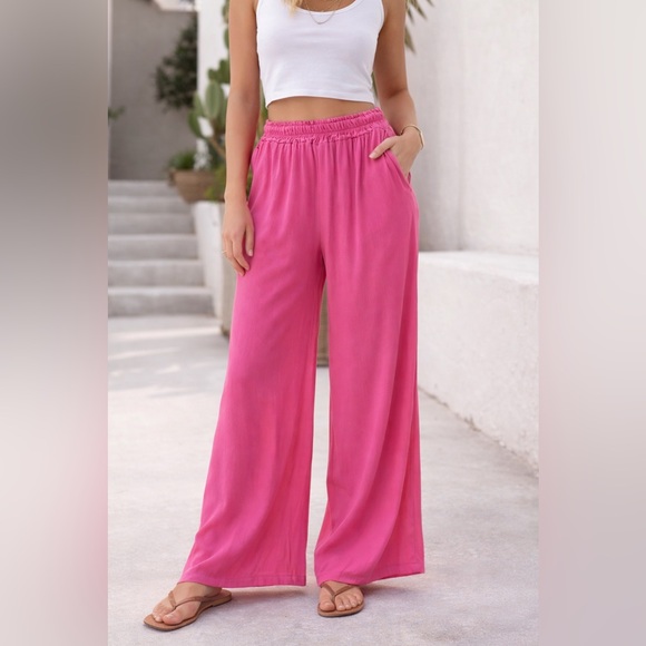 Pants - Made in Italy Pink Viscose Palazzo Pants Size M